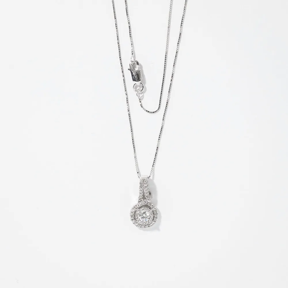 Diamond Cluster Necklace in 14K White Gold (0.50 ct tw)