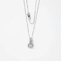 Diamond Cluster Necklace in 14K White Gold (0.50 ct tw)