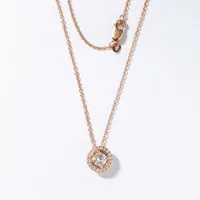 Diamond Halo Pendant Necklace in 14K Rose Gold (0.38 ct tw)