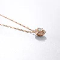 Diamond Halo Pendant Necklace in 14K Rose Gold (0.38 ct tw)