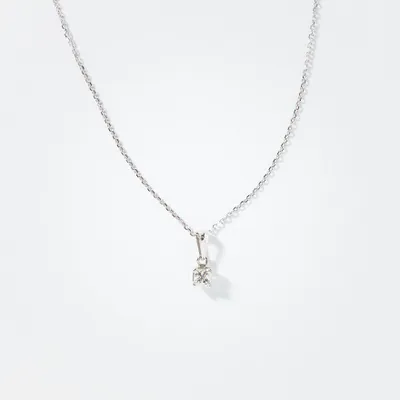 Solitaire Princess Cut Diamond Necklace in 14K White Gold (0.35 ct tw)