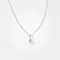 Solitaire Princess Cut Diamond Necklace in 14K White Gold (0.35 ct tw)