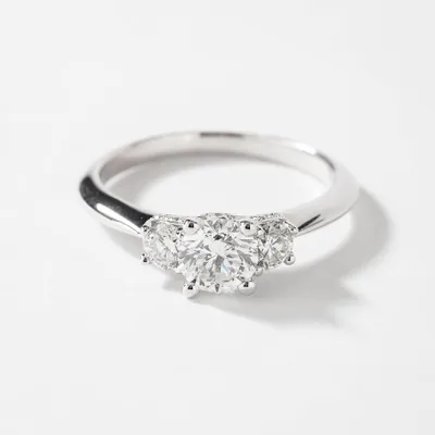 Three Stone Diamond Engagement Ring 14K White Gold (1.35 ct tw)