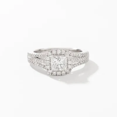 Princess Cut Diamond Engagement Ring 18K White Gold (1.47 ct tw)