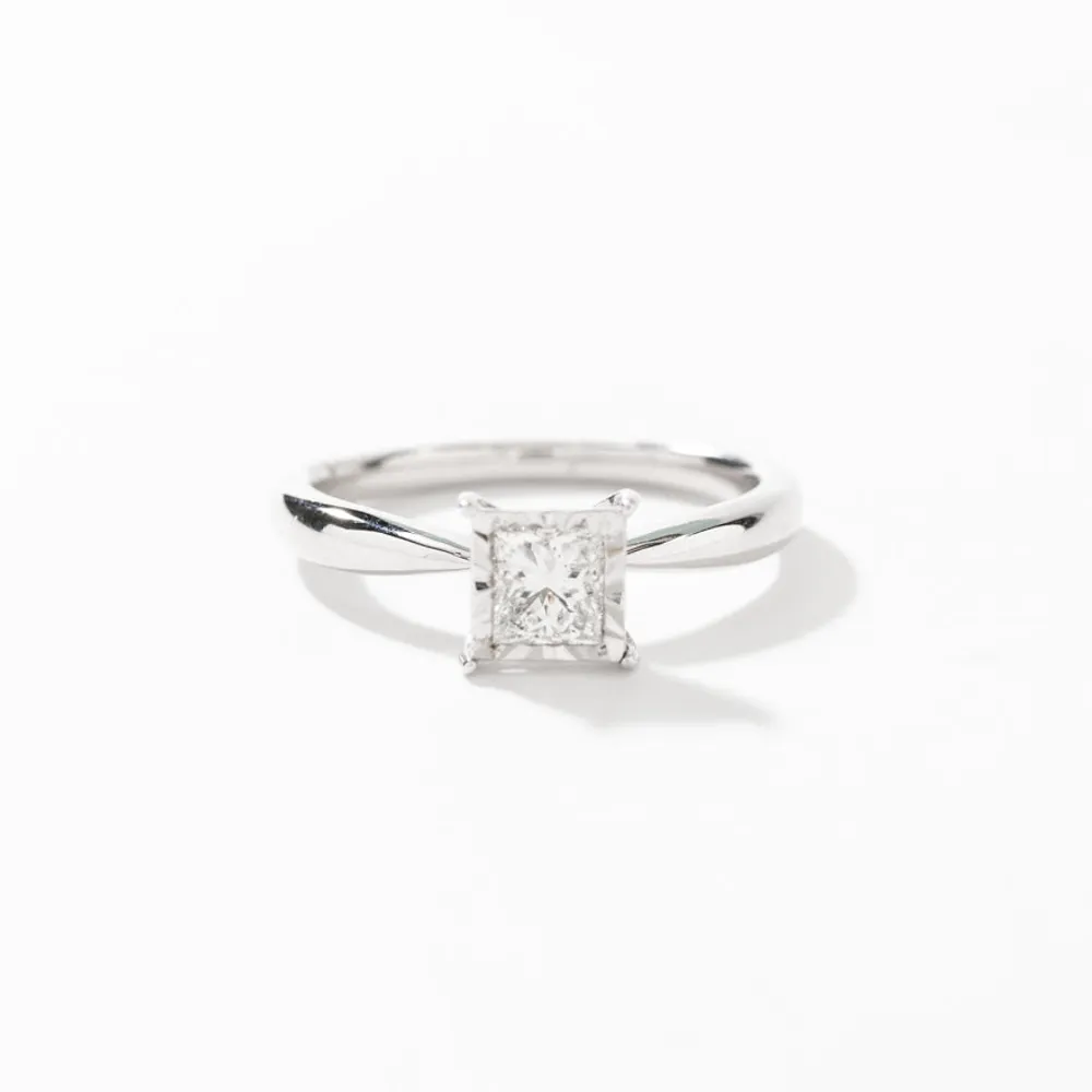 Princess Cut Diamond Engagement Ring 14K White Gold (0.50 ct tw)