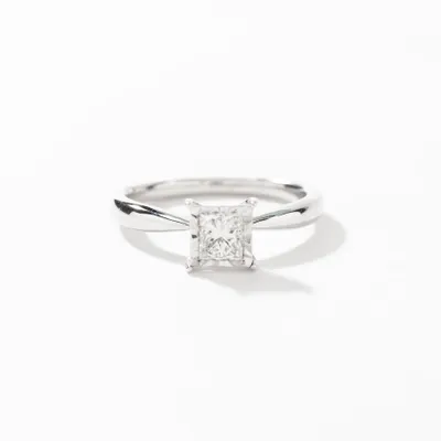 Princess Cut Diamond Engagement Ring 14K White Gold (0.50 ct tw)
