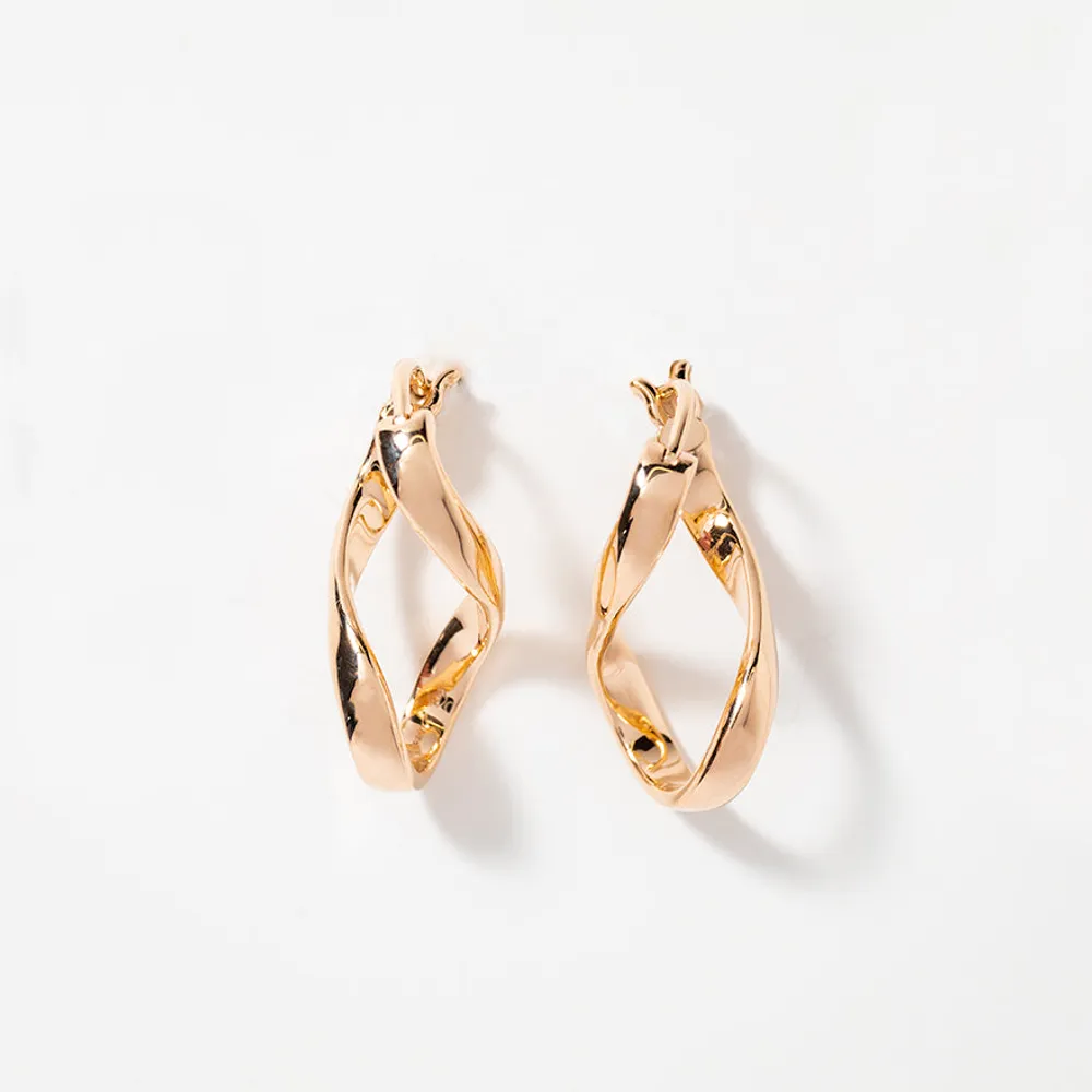 Wavy Hoop Earrings in 10K Yellow Gold