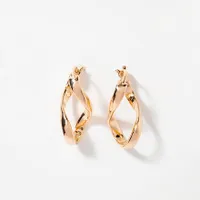 Wavy Hoop Earrings in 10K Yellow Gold