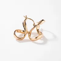 Wavy Hoop Earrings in 10K Yellow Gold