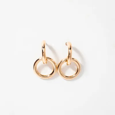 Circle Drop Earrings in 10K Yellow Gold