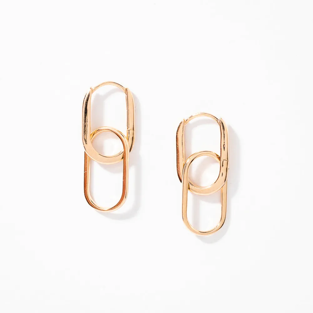 Paperclip Drop Earrings in 10K Yellow Gold