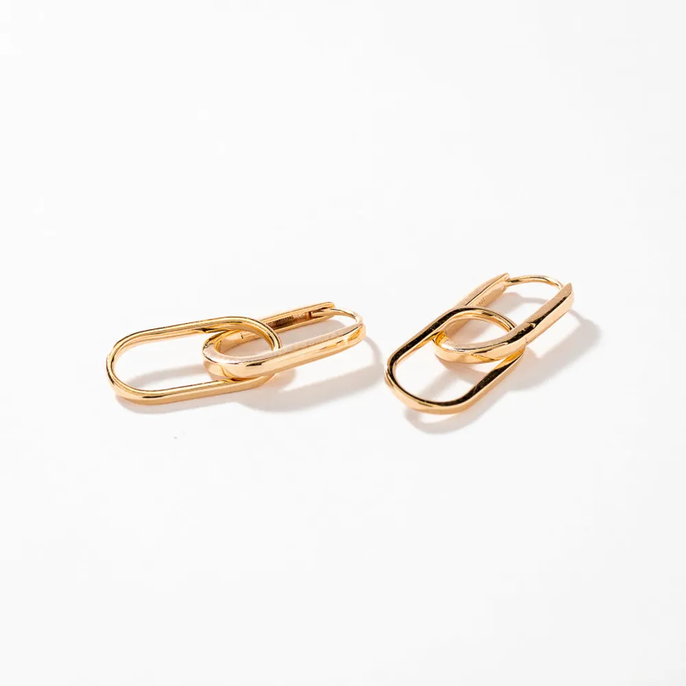 Paperclip Drop Earrings in 10K Yellow Gold