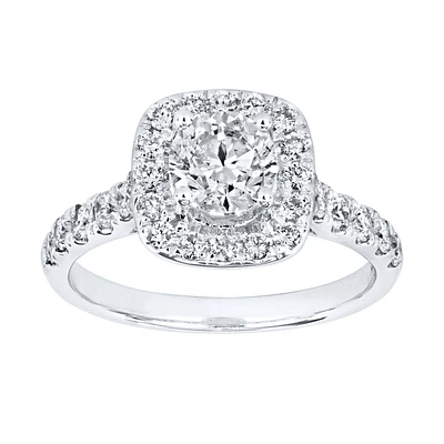 Halo Diamond Engagement Ring 14K White Gold (1.50ct tw)