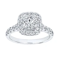 Halo Diamond Engagement Ring 14K White Gold (1.50ct tw)