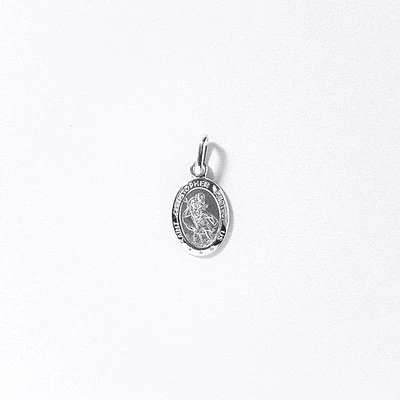 10K White Gold Saint Christopher Medal Charm