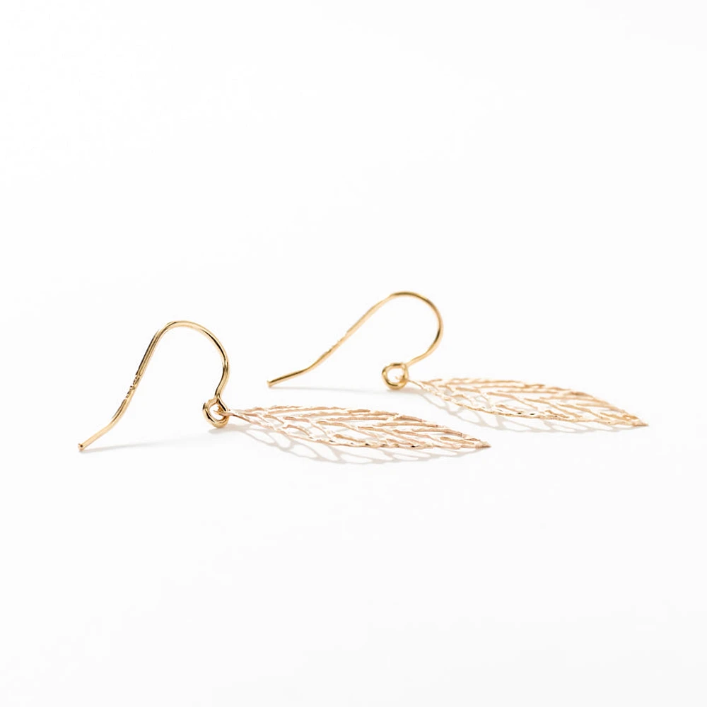 Cutout Leaf Earrings in 10K Yellow Gold