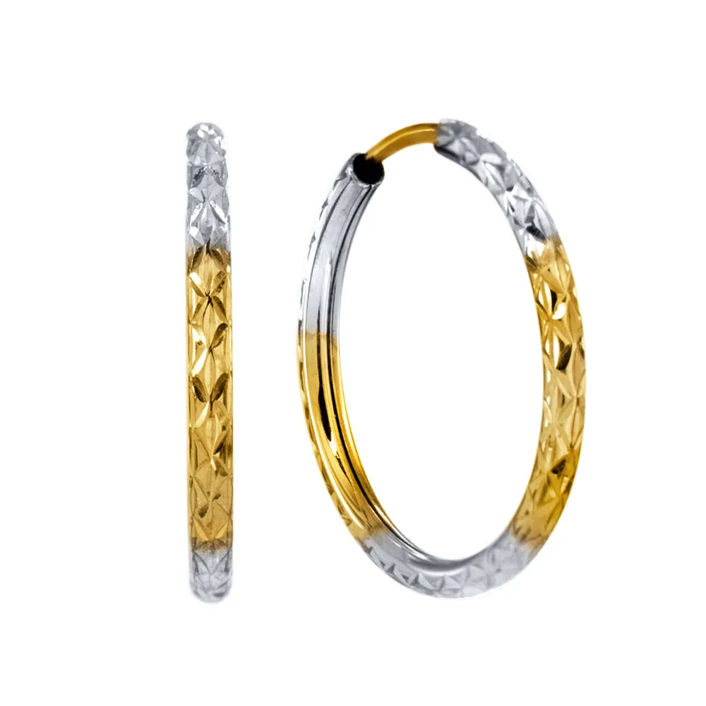 Diamond Cut Hoop Earrings in 10K Gold