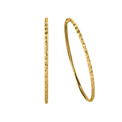 50mm Diamond Cut Hoop Earrings in 10K Yellow Gold