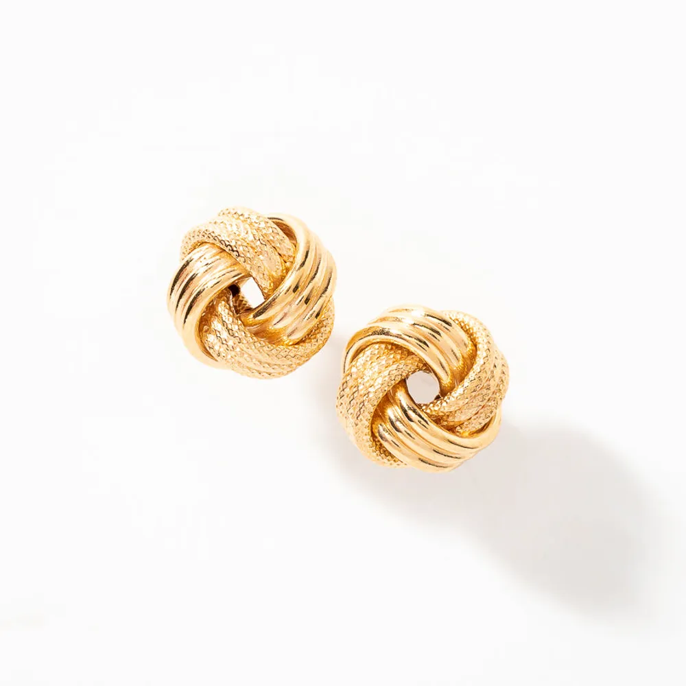 Love Knot Stud Earrings in 14K Yellow Gold