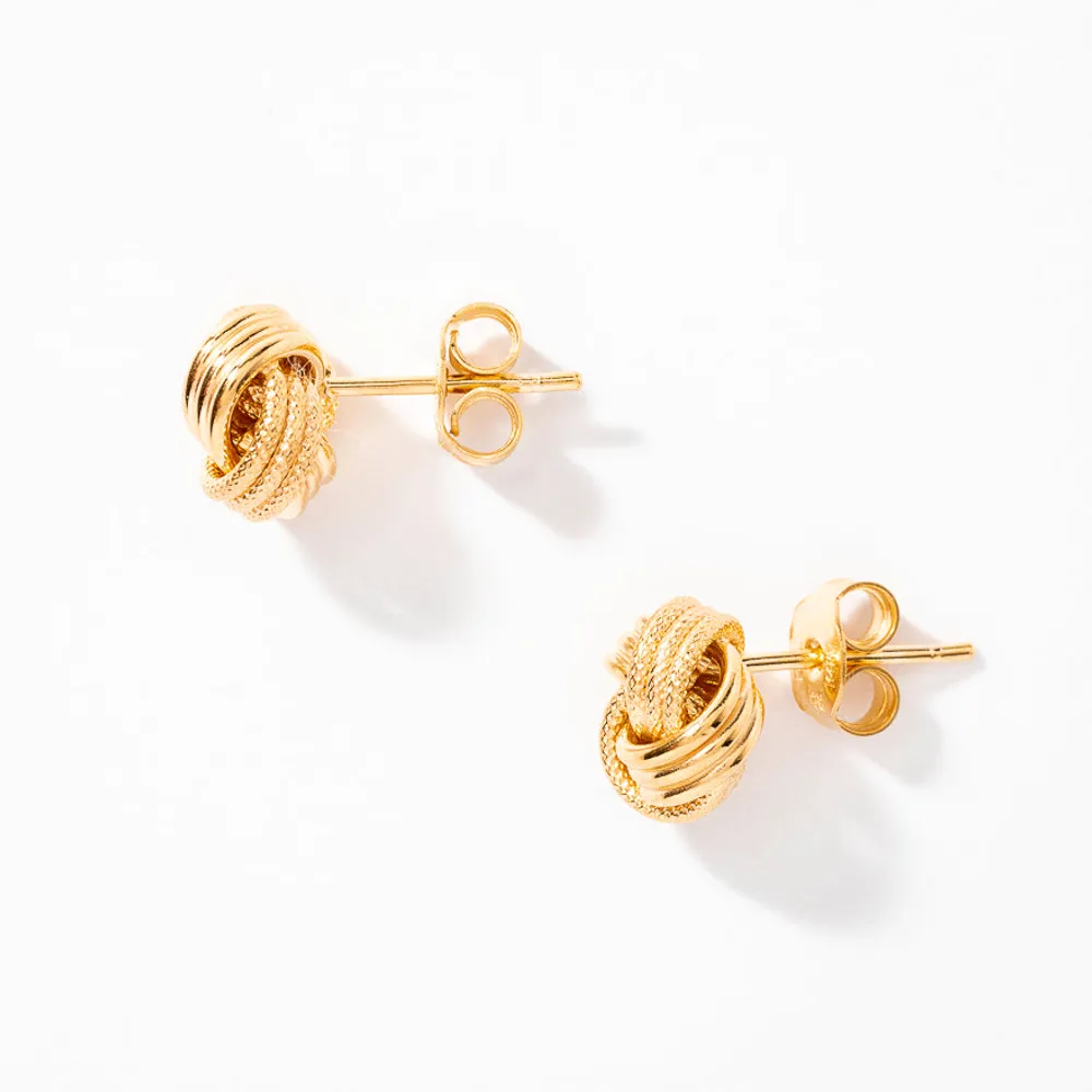 Love Knot Stud Earrings in 14K Yellow Gold