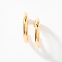 Square Tube Hoop Earrings in 10K Yellow Gold