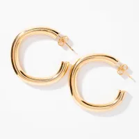 Square Tube Hoop Earrings in 10K Yellow Gold