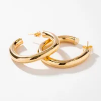 Square Tube Hoop Earrings in 10K Yellow Gold