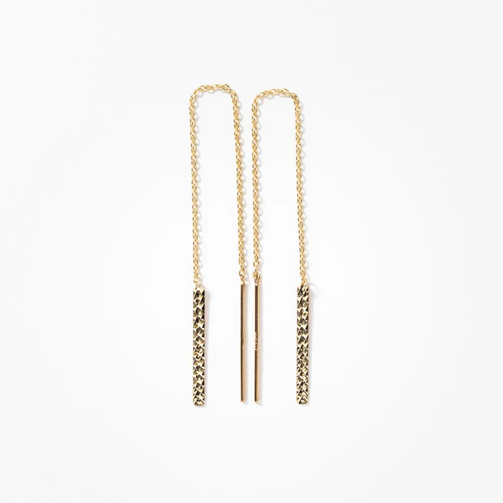 Pull Through Drop Earrings in 10K Yellow Gold