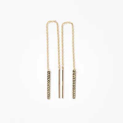 Pull Through Drop Earrings in 10K Yellow Gold