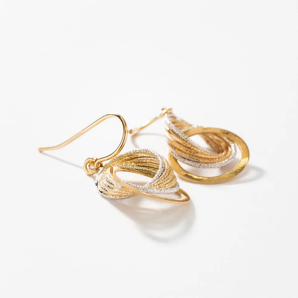 Interlocking Circle Earrings in 10K Yellow and White Gold