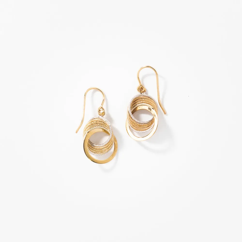 Interlocking Circle Earrings in 10K Yellow and White Gold