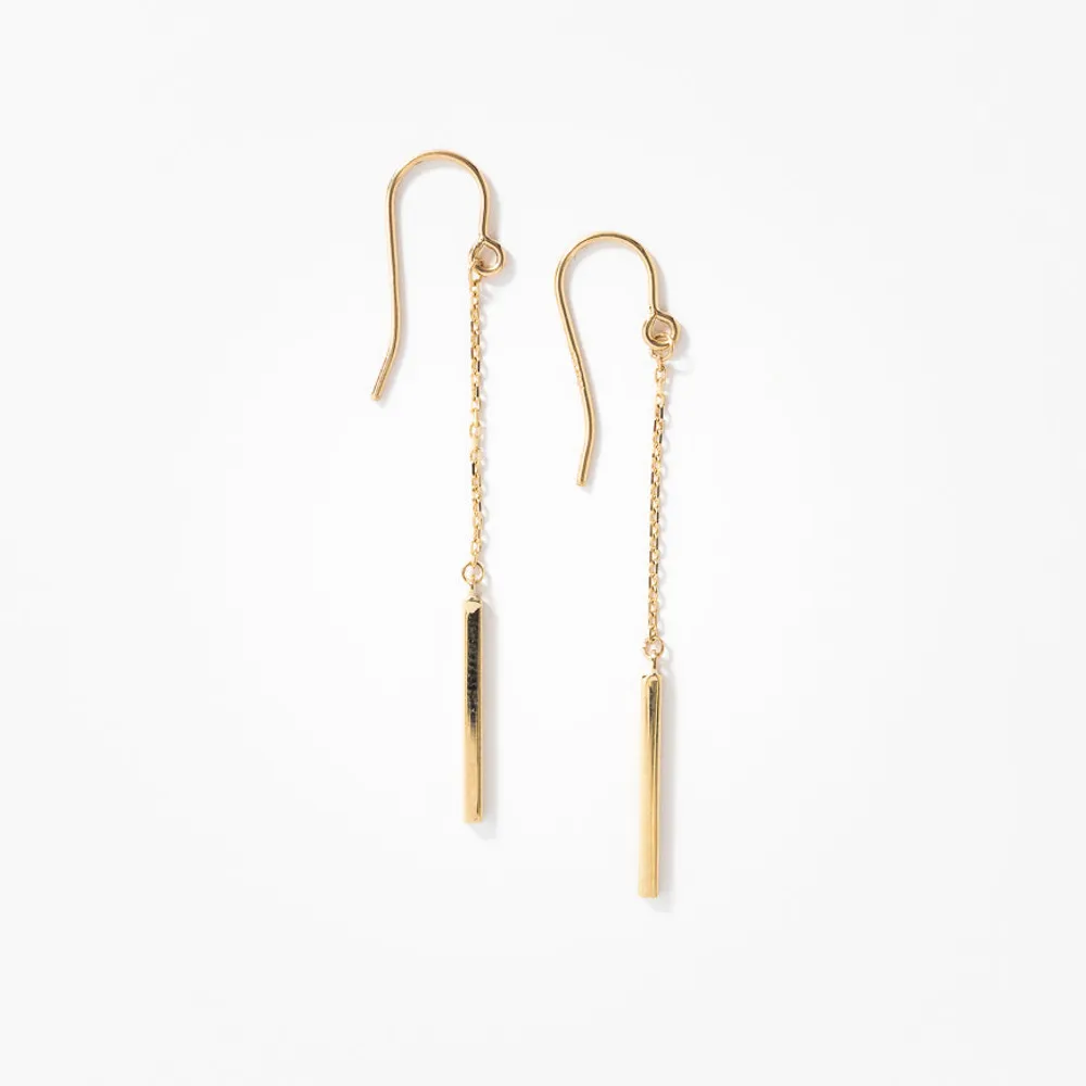 Bar and Chain Drop Earrings in 10K Yellow Gold