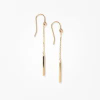 Bar and Chain Drop Earrings in 10K Yellow Gold