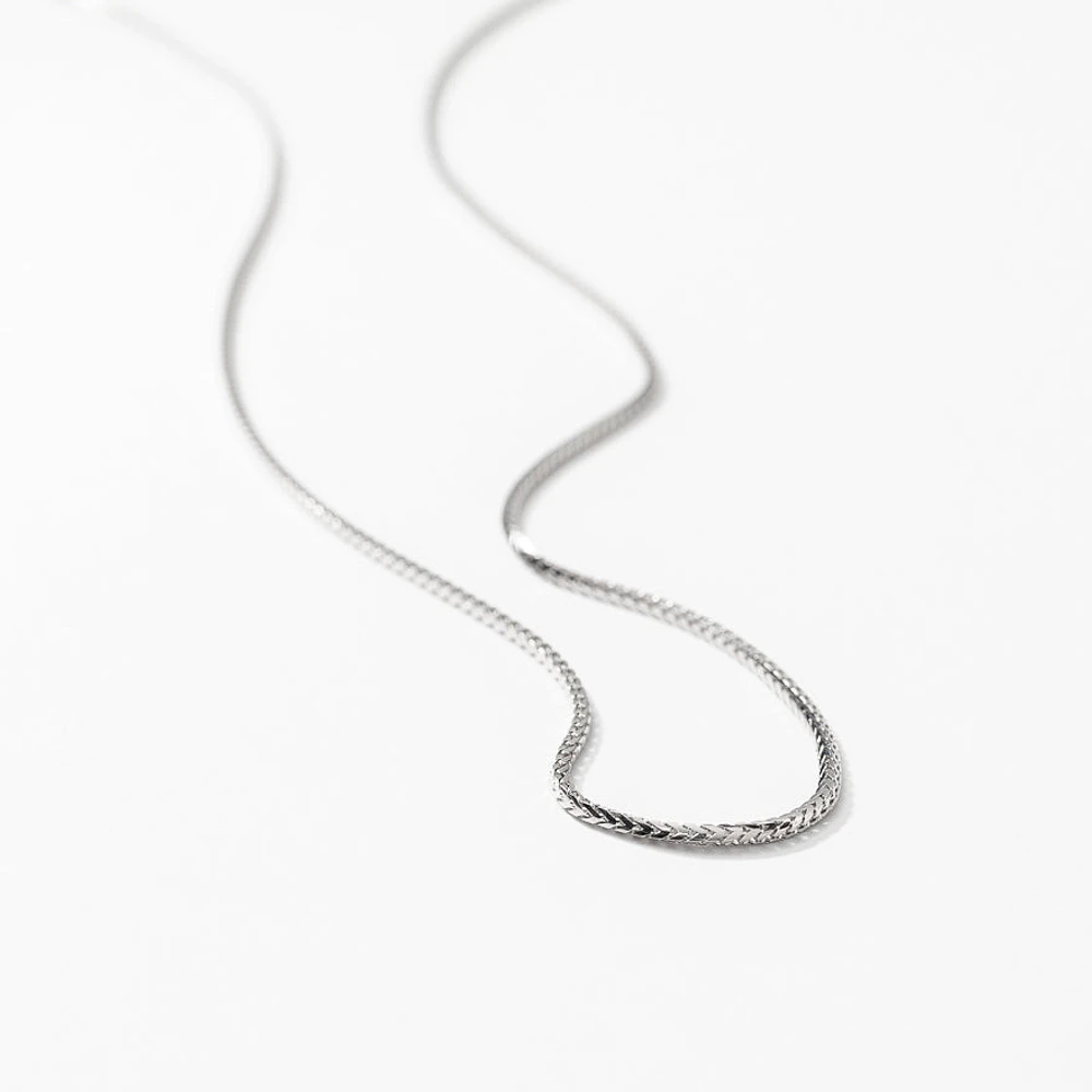 10K Italian White Gold 0.9mm Square Franco Chain (16")