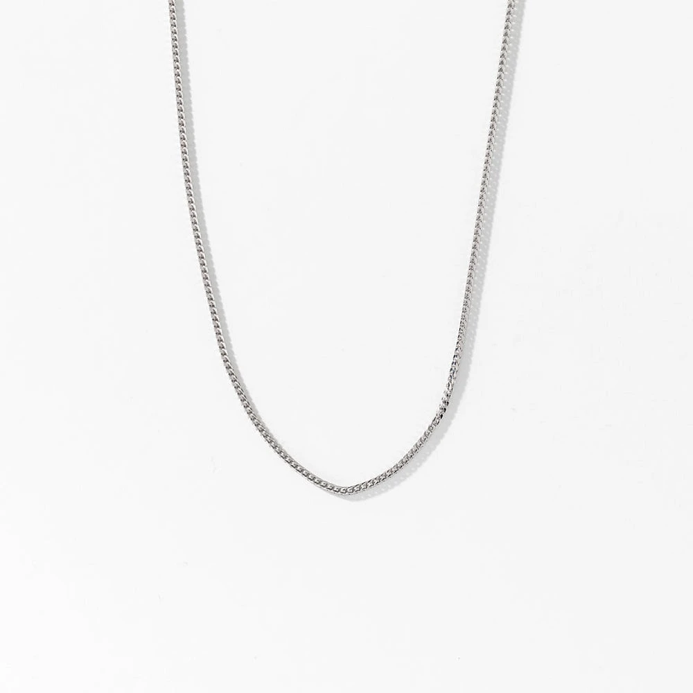 10K Italian White Gold 0.9mm Square Franco Chain (16")