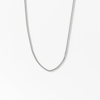 10K Italian White Gold 0.9mm Square Franco Chain (16")