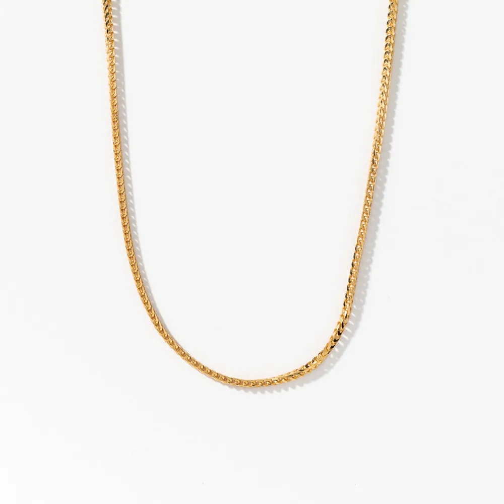 10K Italian Yellow Gold 1.2mm Square Franco Chain (18")