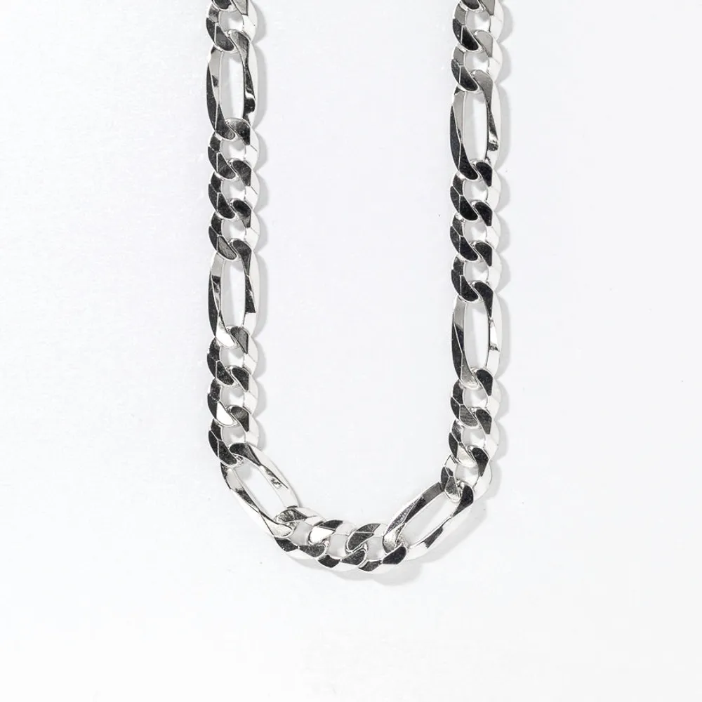 8mm Silver Figaro Chain (24”)