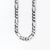 8mm Silver Figaro Chain (24”)