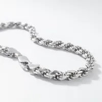 Silver 4.38mm Diamond Cut Rope Chain (26")