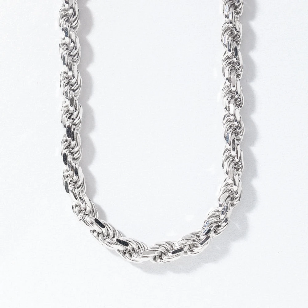 Silver 4.8mm Diamond Cut Rope Chain (24")