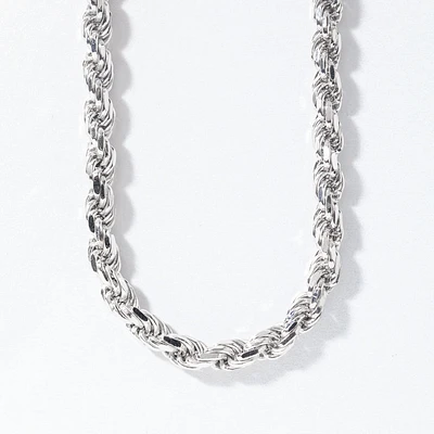 Silver 4.8mm Diamond Cut Rope Chain (24")