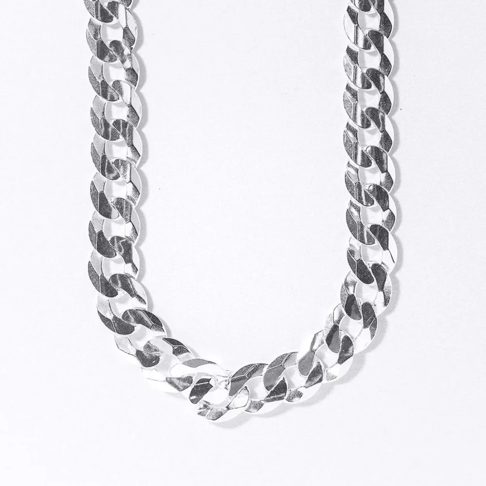 7.5mm Concave Curb Chain in Silver (22”)