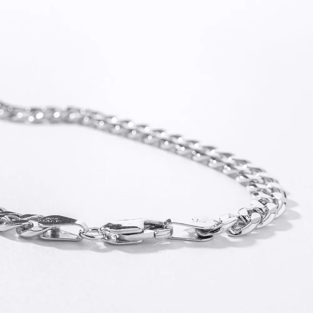 7mm Italian Silver Diamond Cut Curb Chain (22")