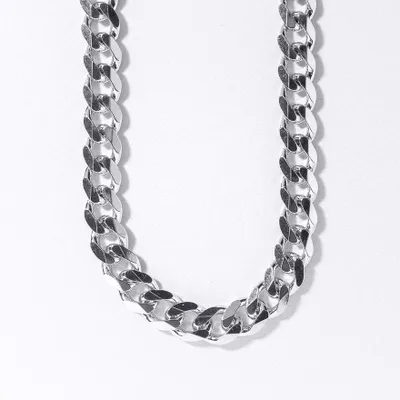 7mm Italian Silver Diamond Cut Curb Chain (24")
