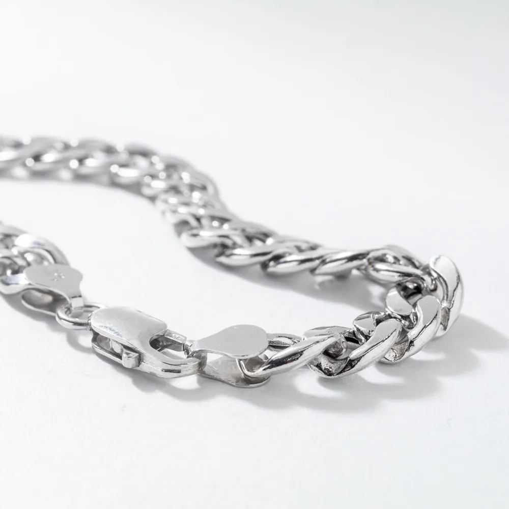 8.5mm Light Silver Cuban Chain (24")