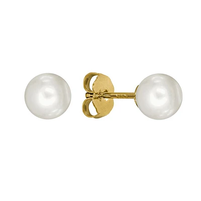 6-6.5mm Pearl Stud Earrings in 14K Yellow Gold