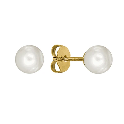 7-7.5mm Pearl Stud Earrings in 14K Gold