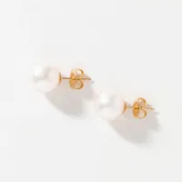 Cultured Pearl Stud Earrings in 14K Yellow Gold