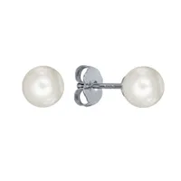 Pearl Stud Earrings in 14K White Gold